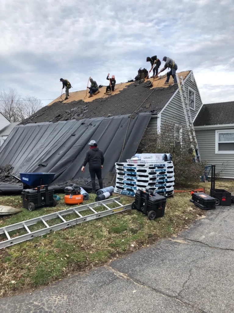 The right amount of roofing crew to handle the job.